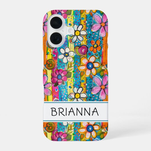 Hippie Flower Power Persoonlijk iPhone 16 Hoesje (Achterkant)