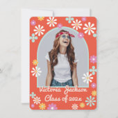 Hippie Flower Power Photo Afstuderen Invitation Kaart (Voorkant)