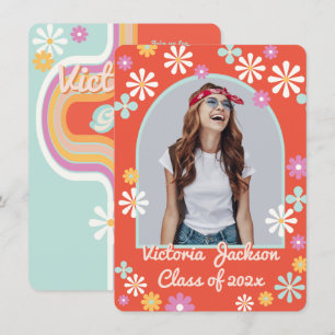 Hippie Flower Power Photo Afstuderen Invitation Kaart