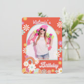 Hippie Flower Power Photo Afstuderen Invitation Kaart (Staand voorkant)