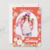 Hippie Flower Power Photo Afstuderen Invitation Kaart (Voorkant)