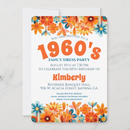 Hippie Flower Power Verjaardag 1960 Kaart (Voorkant)