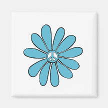 Hippie Flower Power Vredesbord in Aqua