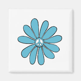 Hippie Flower Power Vredesbord in Aqua Magneet