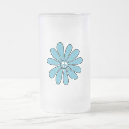 Hippie Flower Power Vredesbord in Aqua Matglas Bierpul