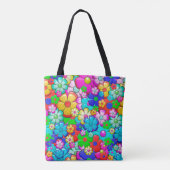Hippie Flowers canvas tas (Achterkant)