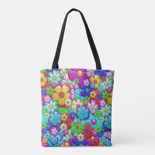 Hippie Flowers canvas tas (Achterkant)