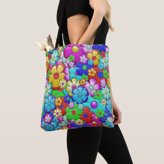 Hippie Flowers canvas tas (Dichtbij)