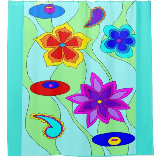 Hippie Flowers Douchegordijn (Voorkant)