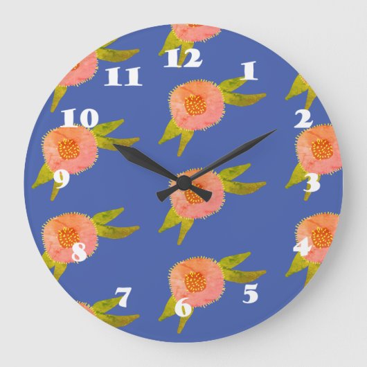Hippie Flowers Large Clock Grote Klok (Voorkant)