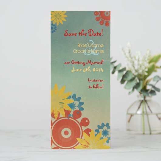 Hippie Flowers  sparen de Datum Save The Date (Staand voorkant)