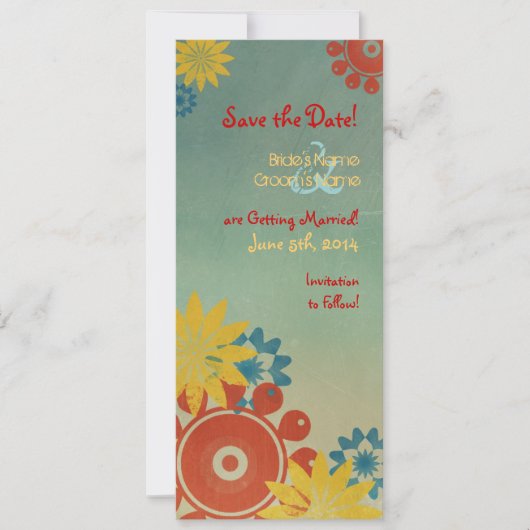 Hippie Flowers  sparen de Datum Save The Date (Voorkant)
