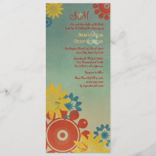 Hippie Flowers Vintage Wedding Invitation Kaart