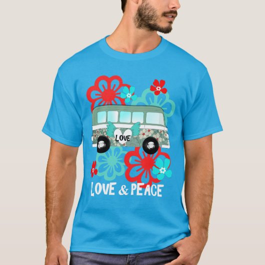 Hippie Flowery Camper Van Fun Graphic T-shirt (Voorkant)