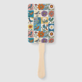Hippie Folk Art Bloemstuk Patchwork Met Vogels Handwaaier (Voorkant)