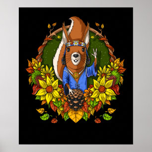 Hippie Forest Squirrel Poster