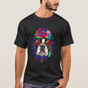 Hippie French Bulldog Tie Dye Peace Sign Psychedel T-shirt