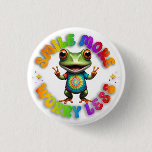 Hippie Frog Happy Positive vibes Schattige en kleu Ronde Button 3,2 Cm