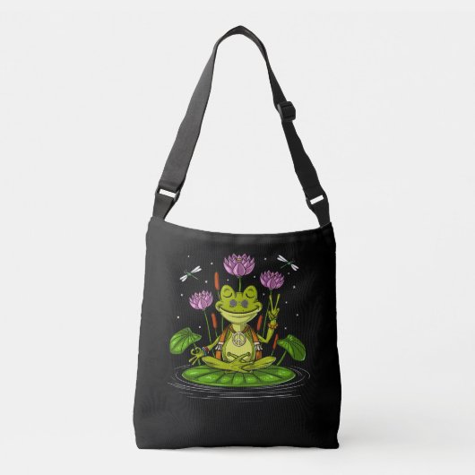 Hippie Frog Meditation Crossbody Tas (Voorkant)
