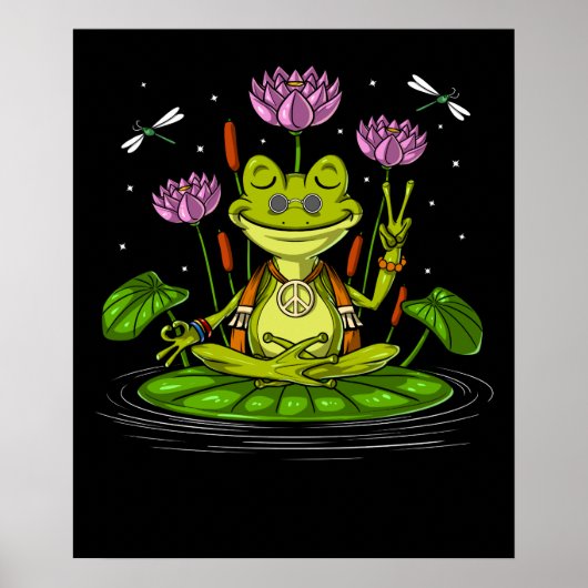 Hippie Frog Meditation Poster (Voorkant)