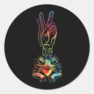 Hippie Frog Peace Love Hope Courage Tie Dye Peace Ronde Sticker