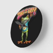 Hippie Frog Take it Easy Fun Colorful  Ronde Klok (Hoek)