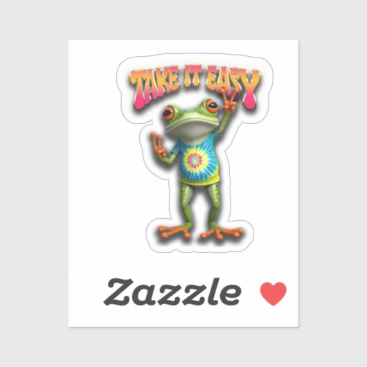 Hippie Frog Take it Easy Fun Colorful  Sticker (Vel)