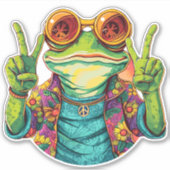 Hippie Frog Vredesbord Sticker (Voorkant)