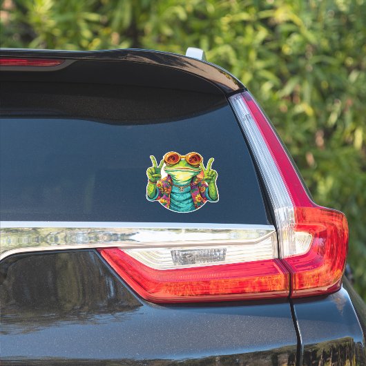 Hippie Frog Vredesbord Sticker (Auto Zijkant)