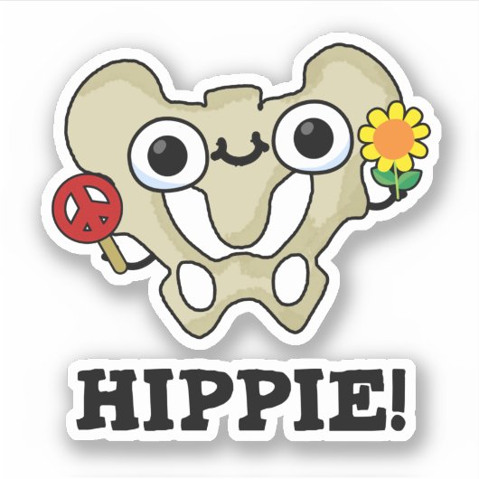Hippie Funny Hip Bone Pun Sticker (Voorkant)