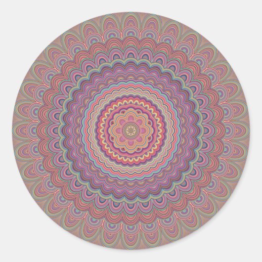 Hippie geometrische mandala ronde sticker (Voorkant)