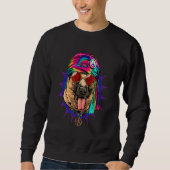 Hippie German Shepherd Tie Dye Peace Sign Psychede Trui (Voorkant)