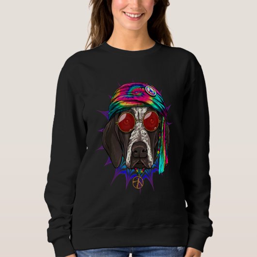 Hippie German Shorthaired Pointer Tie Dye Peace Si Trui (Voorkant)