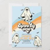 HIPPIE Ghost retro Halloween Spooky One blue Kaart (Voorkant)