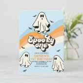 HIPPIE Ghost retro Halloween Spooky One blue Kaart (Staand voorkant)