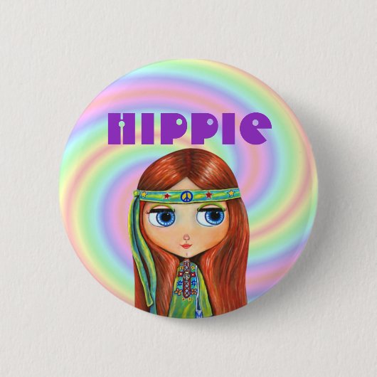 Hippie Girl Button (Voorkant)