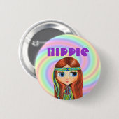 Hippie Girl Button (Voorkant /achterkant)