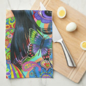 Hippie Girl Mermaid Flashing Peace Sign Theedoek (Quarter Fold)