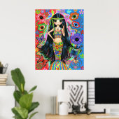 Hippie Girl Mermaid Poster (Thuiskantoor)