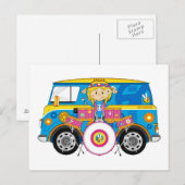 Hippie Girl met Drums en Camper Van Briefkaart (Voorkant / Achterkant)