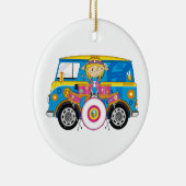 Hippie Girl met Drums en Camper Van Keramisch Ornament (Rechts)