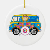 Hippie Girl met Drums en Camper Van Keramisch Ornament (Achterkant)