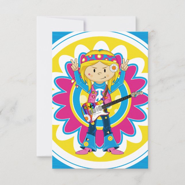 Hippie Girl met Guitar (Voorkant)
