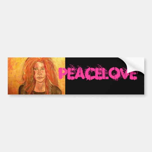 hippie girl PeaceLove Bumpersticker (Voorkant)
