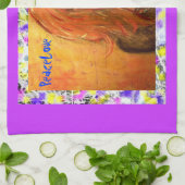 hippie girl PeaceLove drip Theedoek (Gevouwen)