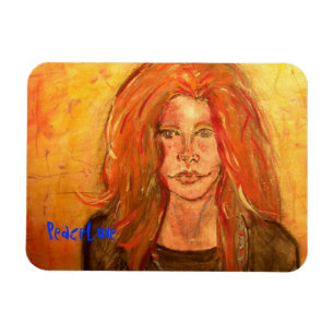 hippie girl PeaceLove Magneet