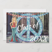 Hippie Girl, Vredesteken en Lichten Afstuderen Kaart (Voorkant)