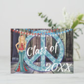 Hippie Girl, Vredesteken en Lichten Afstuderen Kaart (Staand voorkant)