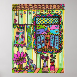 Hippie Girl's front-Porch Poster