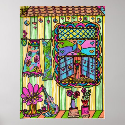 Hippie Girl's front-Porch Poster (Voorkant)